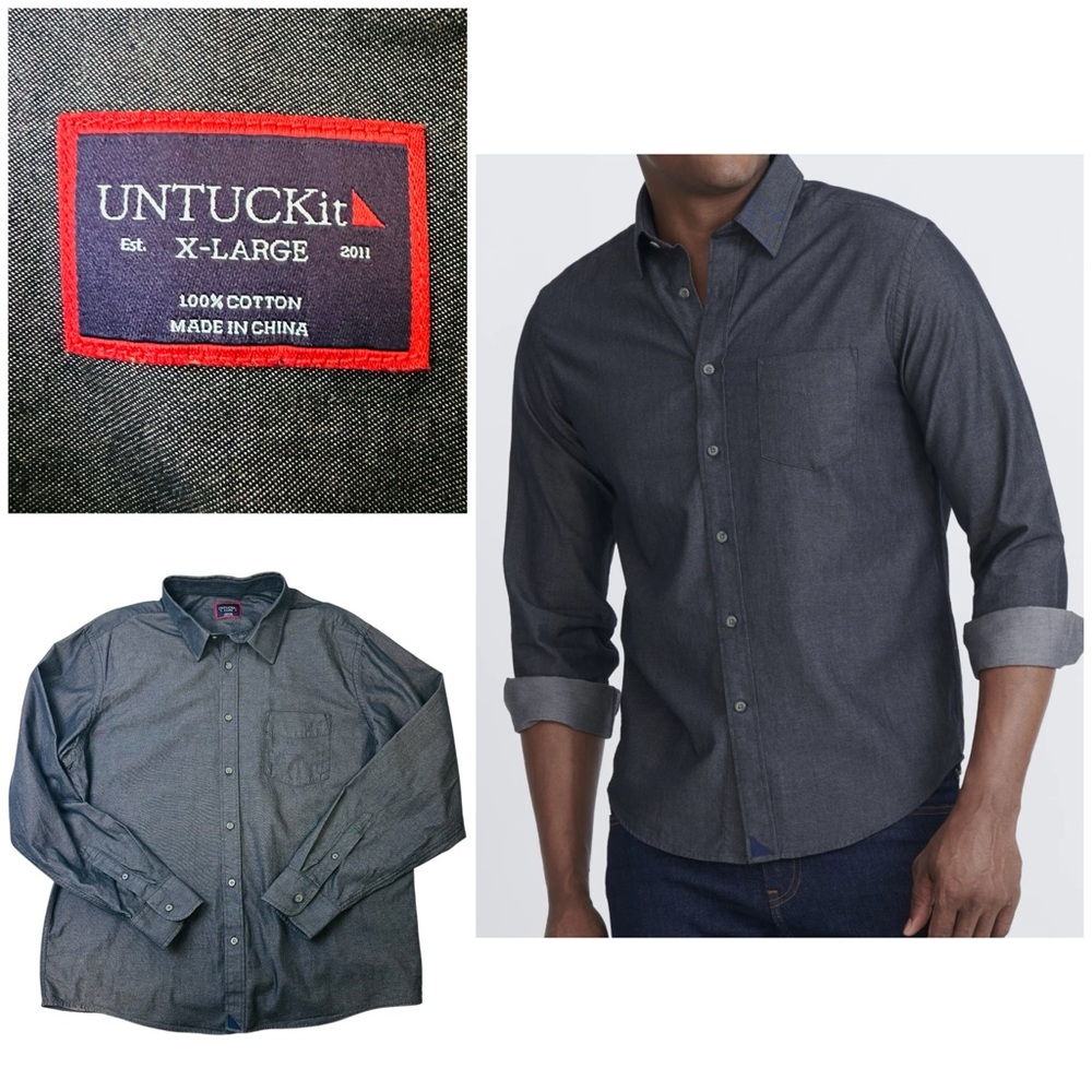 UNTUCKit Casablanca Long Sleeve Button Front Business Casual Shirt Grey